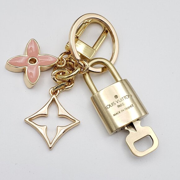 Authentic Louis Vuitton Lock & Key with Unbranded Flower Charm, Keychain